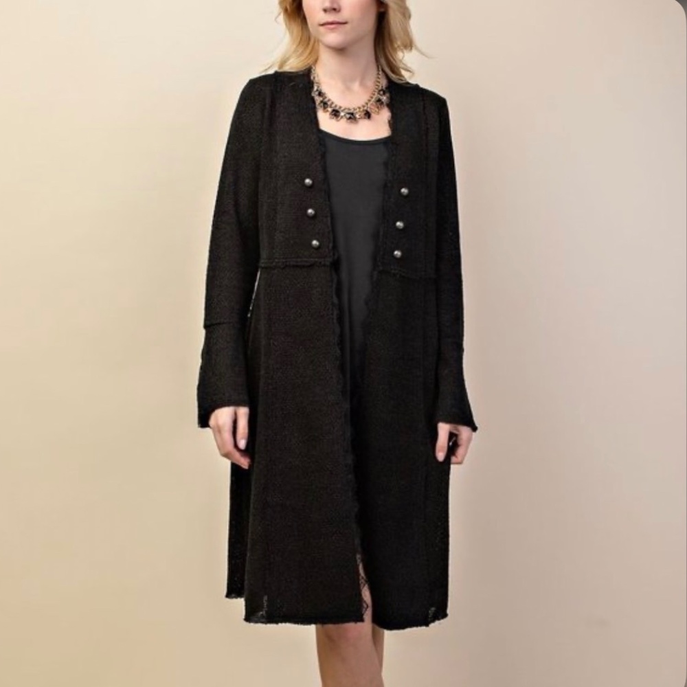 Vocal Black Cardigan Duster Western Studded One Size